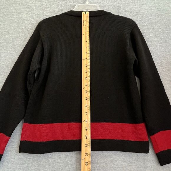 Bolivia Alpaca Wool Boho Open Cardigan Sweater Size S Black Red Artsy Embroidery - Picture 14 of 15